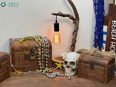 Rương gỗ viền da đinh tán bo nắp [03 Size - Tặng ổ khóa] Cao 14 - 20cm RUONG-GO-05